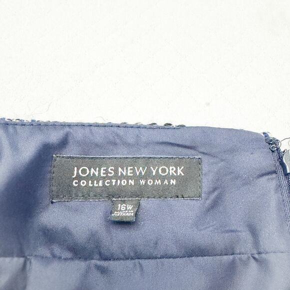 Jones New York Collection Blue Tweed Woven Pencil Skirt Size 16 W - Picture 3 of 5